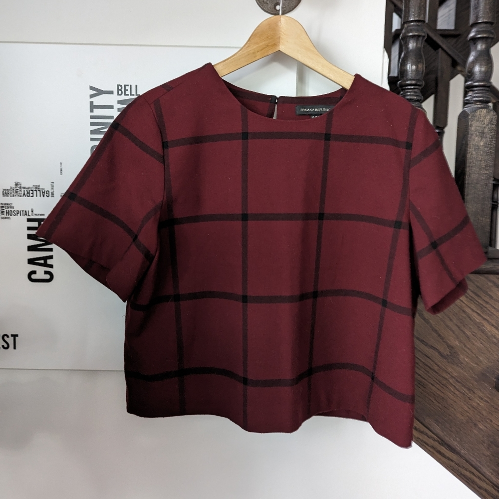 Banana Republic checkered crop blouse